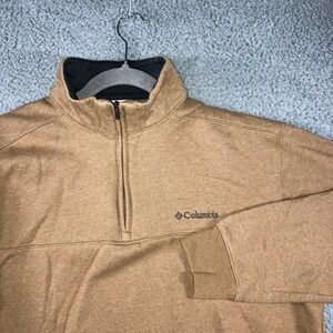Columbia Quarter Zip Men Large Logo Fleece Pullover Casual Outdoors‎ Preppy